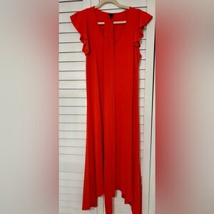 Ann Taylor Vibrant Red A-Line Dress with a belt